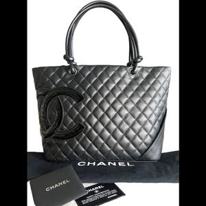 Authentic Chanel Cambon Large Quilt Leather Tote